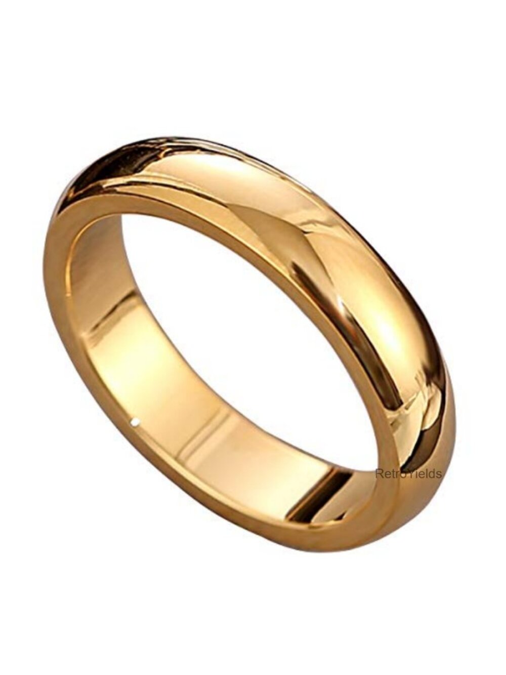 Stainless Steel Dome Polished Comfort Fit Wedding Band Ring